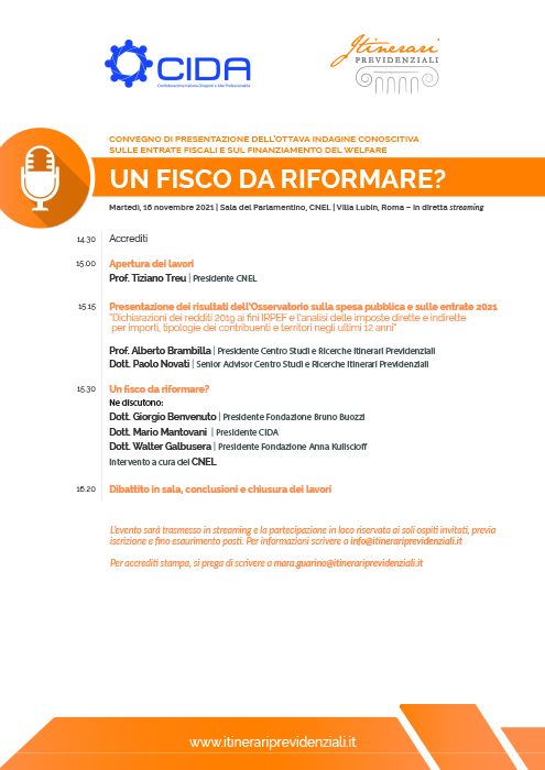 Roma, sede CNEL. Marted 16 novembre 2021, ore 15,00 convegno sul tema 