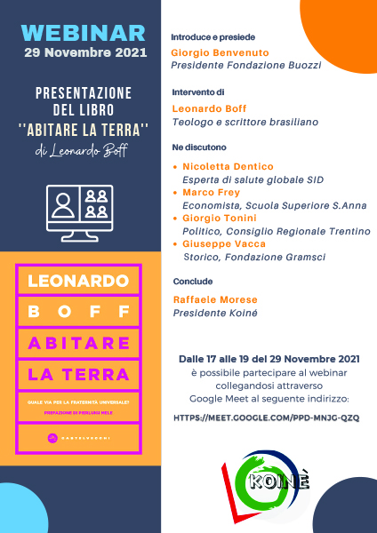 29 novembre 2021. Presentazione del libro di Leonard Boff 