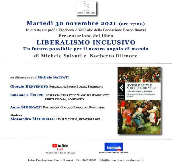 Martedì’ 30 novembre 2021, ore 17,00. Presentazione del libro di Michele Salvati e e Norberto Dilmore 