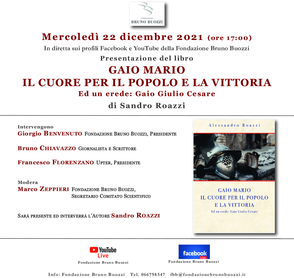 Mercoled 22 dicembre 2021, ore 17,00. Presentazione del libro di Alessandro Roazzi 