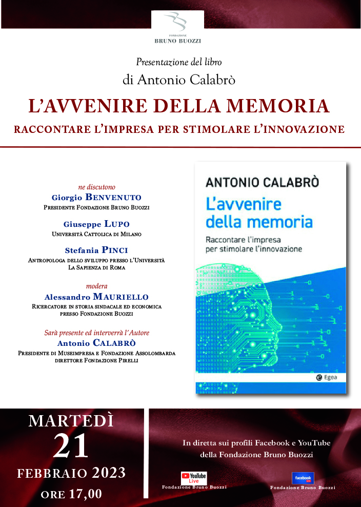 Marted 21 febbraio 2023, ore 17.00. Presentazione del libro di Antonio Calabr Lavvenire della memoria